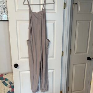 ILLA ILLA Ribbed Sleeveless Jumpsuit in Taupe